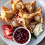 Crispy Deep-Fried Strawberry Cheesecake Stuffed Wonton Bites Recipe | Sweet & Easy Dessert Ideas
