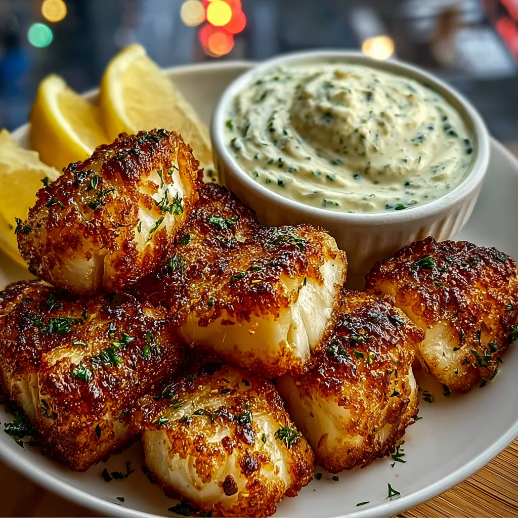 Garlic Butter Cod Bites with Creamy Lemon Herb Dip | Easy & Delicious Seafood Snack