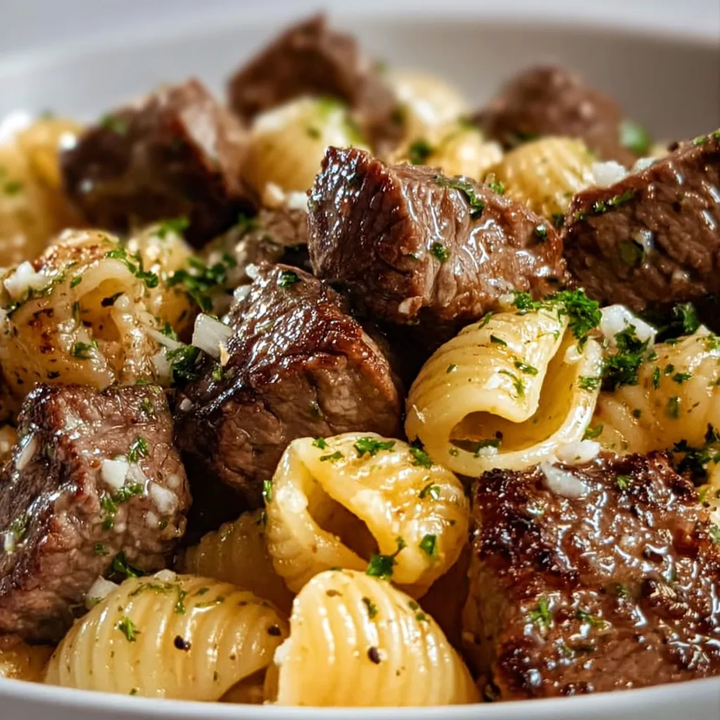 Garlic Butter Steak Bites with Shell Pasta | Easy & Delicious Dinner Recipe