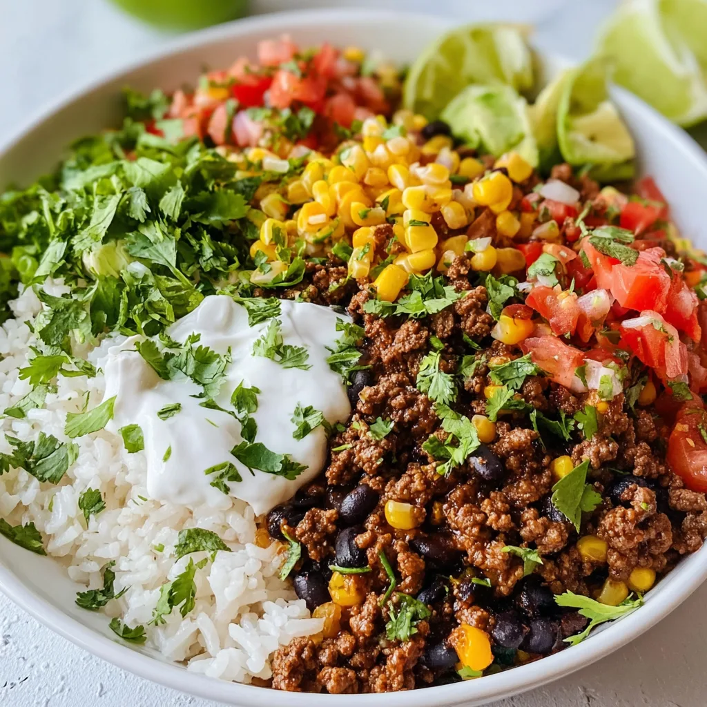 Ground Beef Burrito Bowl with Cilantro Rice | Easy & Flavorful Recipe
