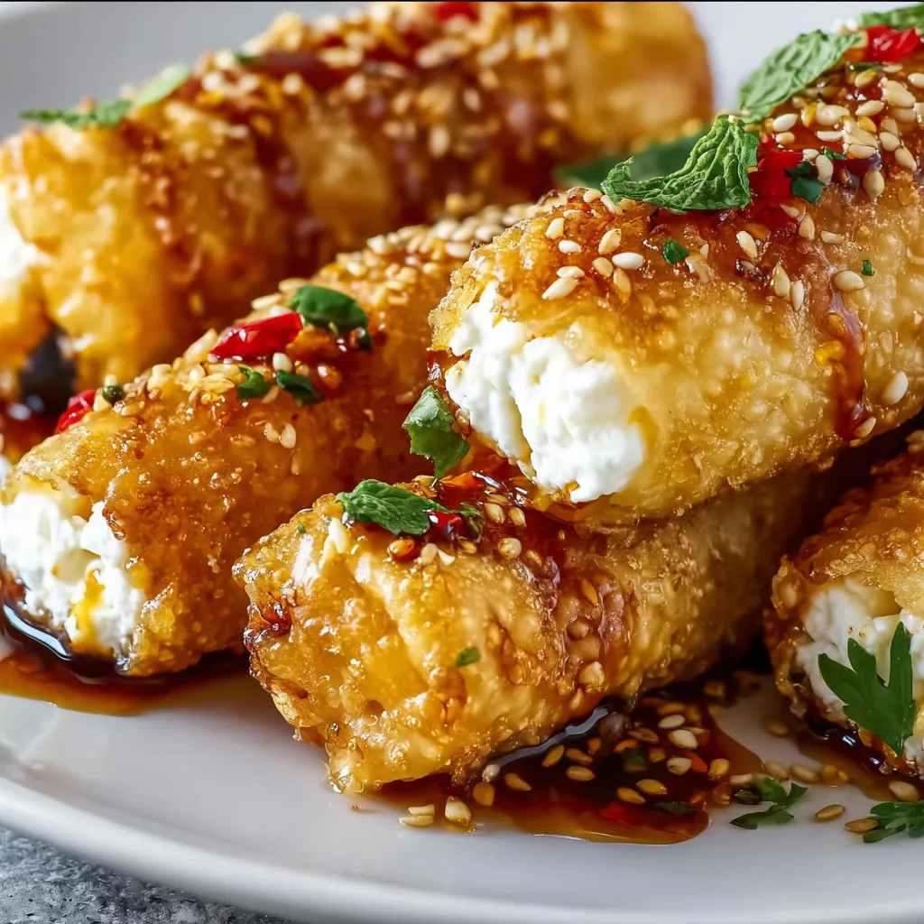 Crispy Oven-Fried Feta Rolls with Spicy Chili Honey Drizzle Recipe 3 Crispy Oven-Fried Feta Rolls with Spicy Chili Honey Drizzle Recipe