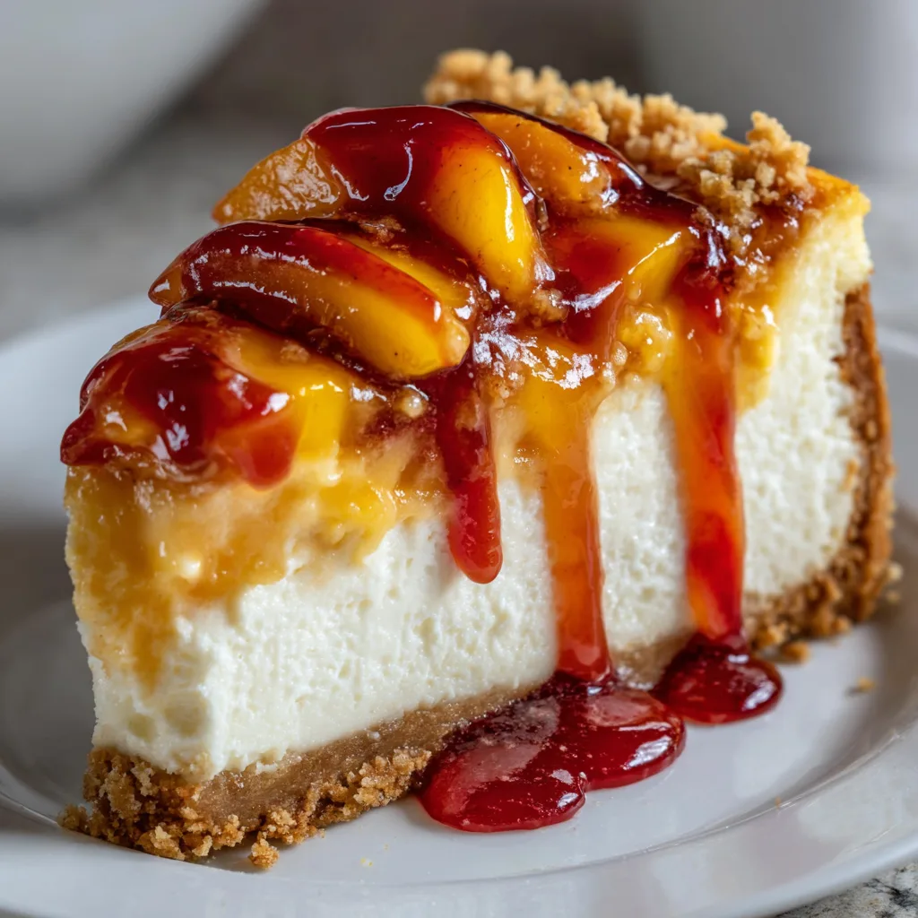 Delicious Peach Cobbler Cheesecake Recipe | Easy & Creamy Dessert