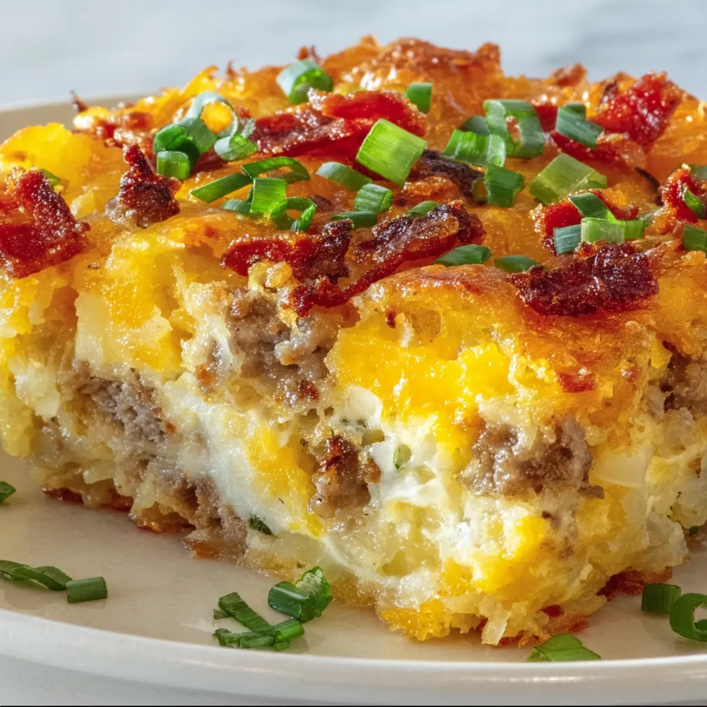 Delicious Sausage & Cream Cheese Hash Brown Breakfast Casserole Recipe