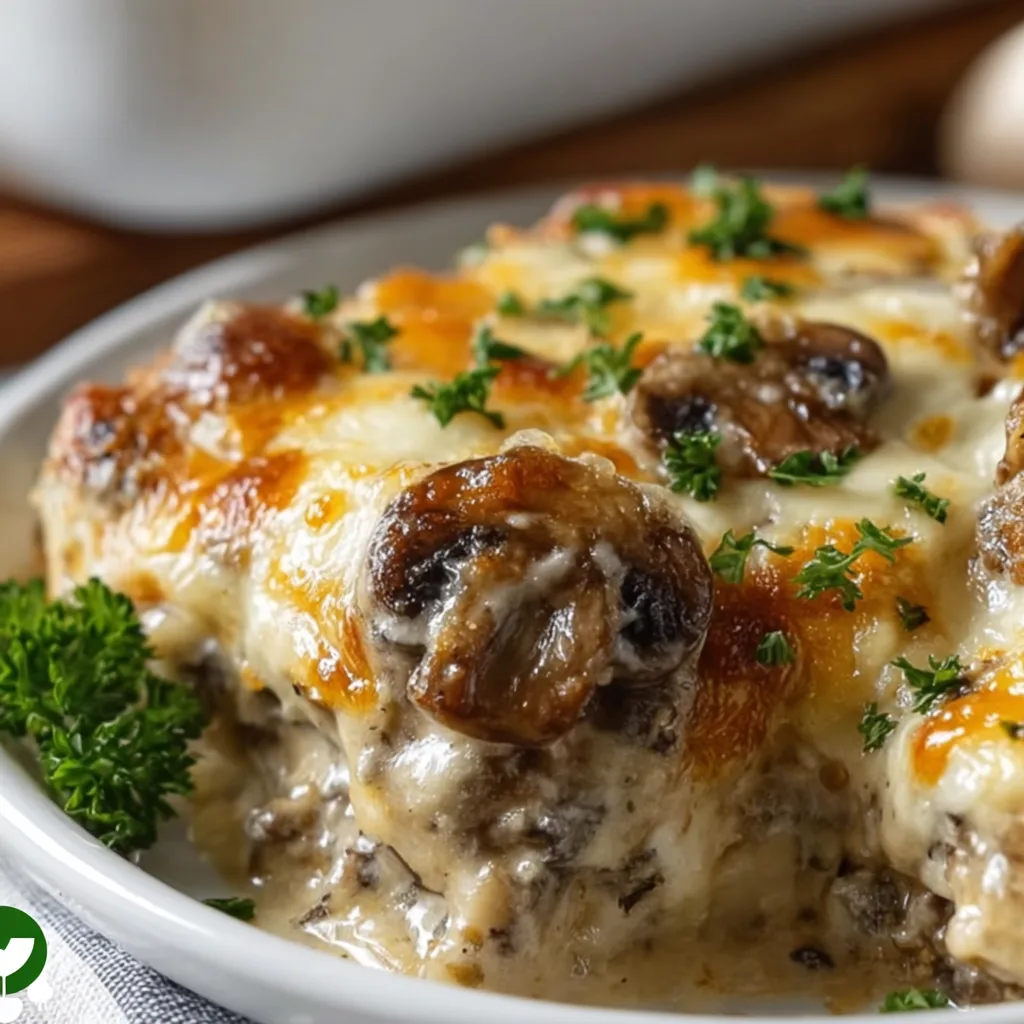 Cheesy Mushroom & Swiss Burger Casserole Recipe | Easy Comfort Food Delight