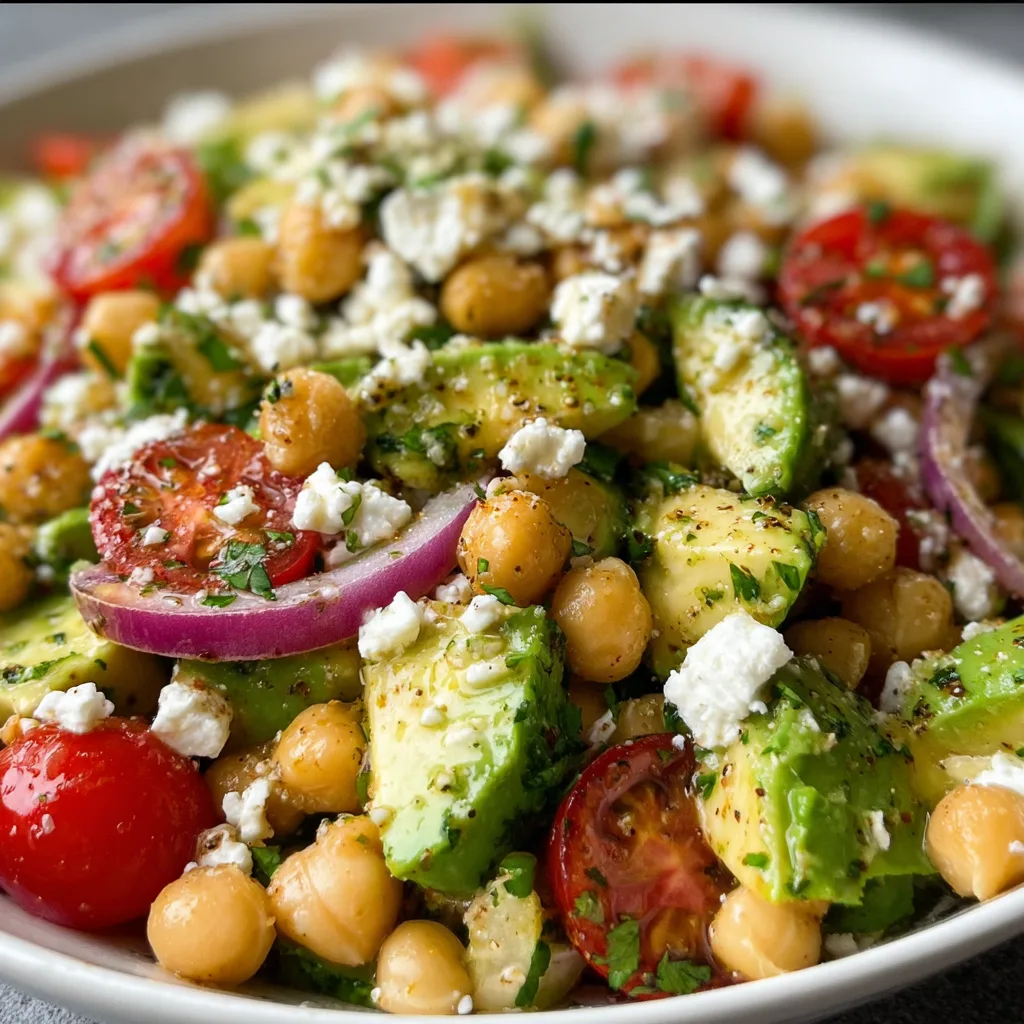 Chickpea Feta Avocado Salad Recipe | Healthy & Delicious Mediterranean Salad