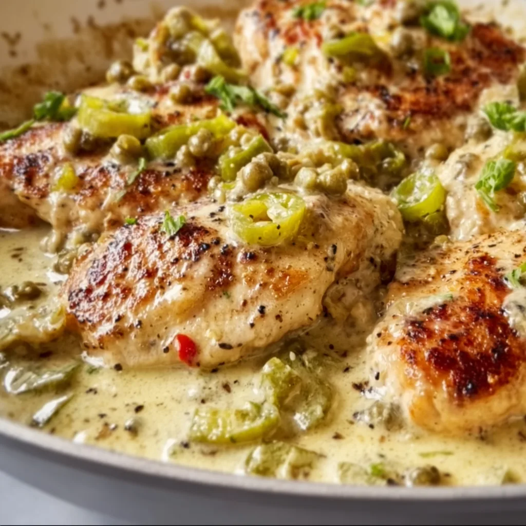 Creamy Pepperoncini Chicken Skillet Recipe | Easy & Delicious One-Pan Meal