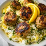 Greek Turkey Meatballs with Lemon Herb Rice Recipe | Healthy Mediterranean Dinner