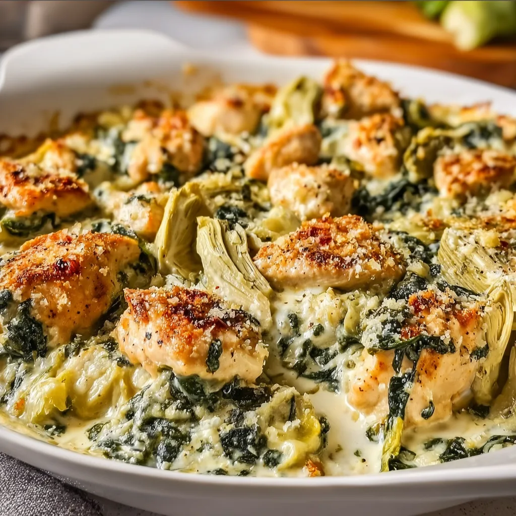 High-Protein Spinach and Artichoke Chicken Casserole Recipe for Healthy Eating