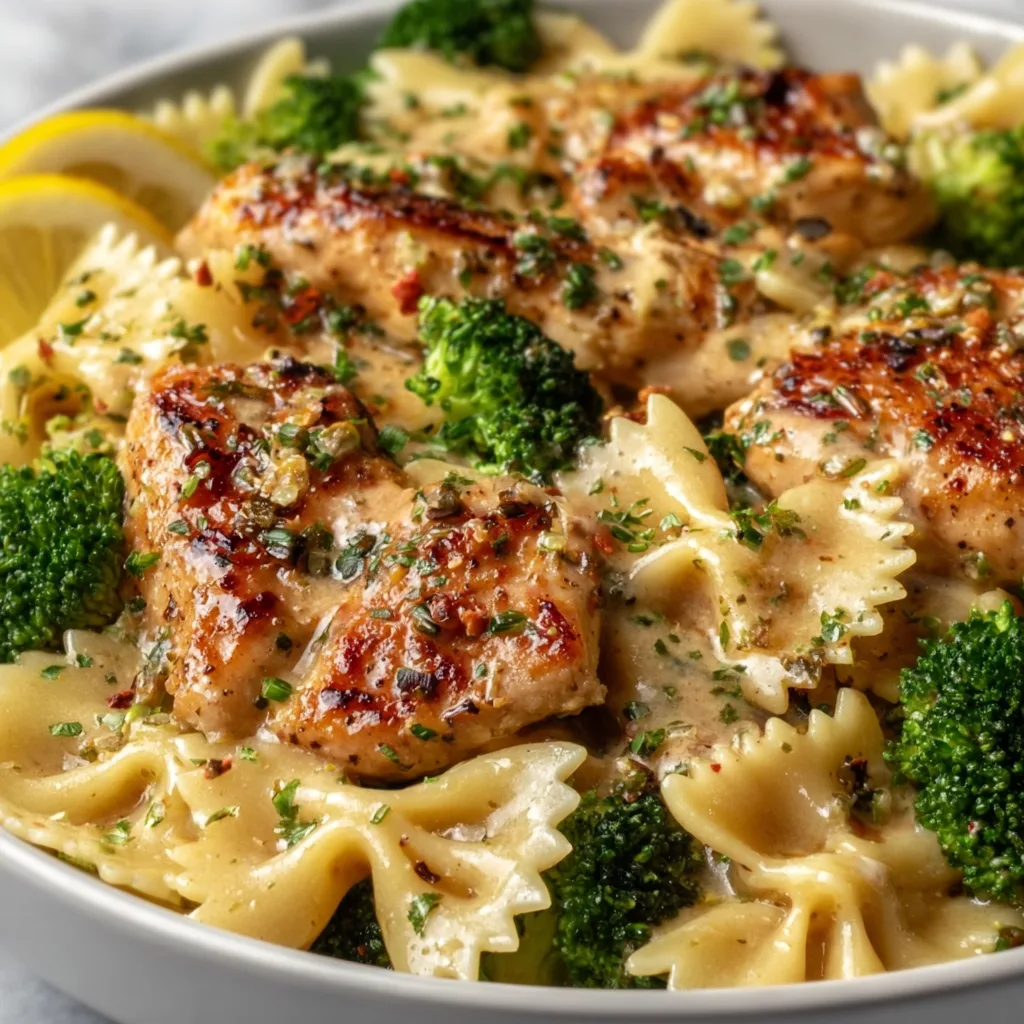 Lemon Garlic Bowtie Chicken with Broccoli | Easy Healthy Dinner Recipe