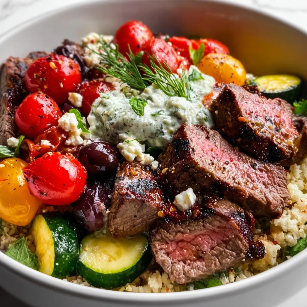 Delicious Mediterranean Steak Bowl Recipe | Easy & Healthy Meal Ideas
