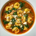 Mediterranean Tortellini Soup with Spinach, Feta, & Chicken – Easy Healthy Recipe