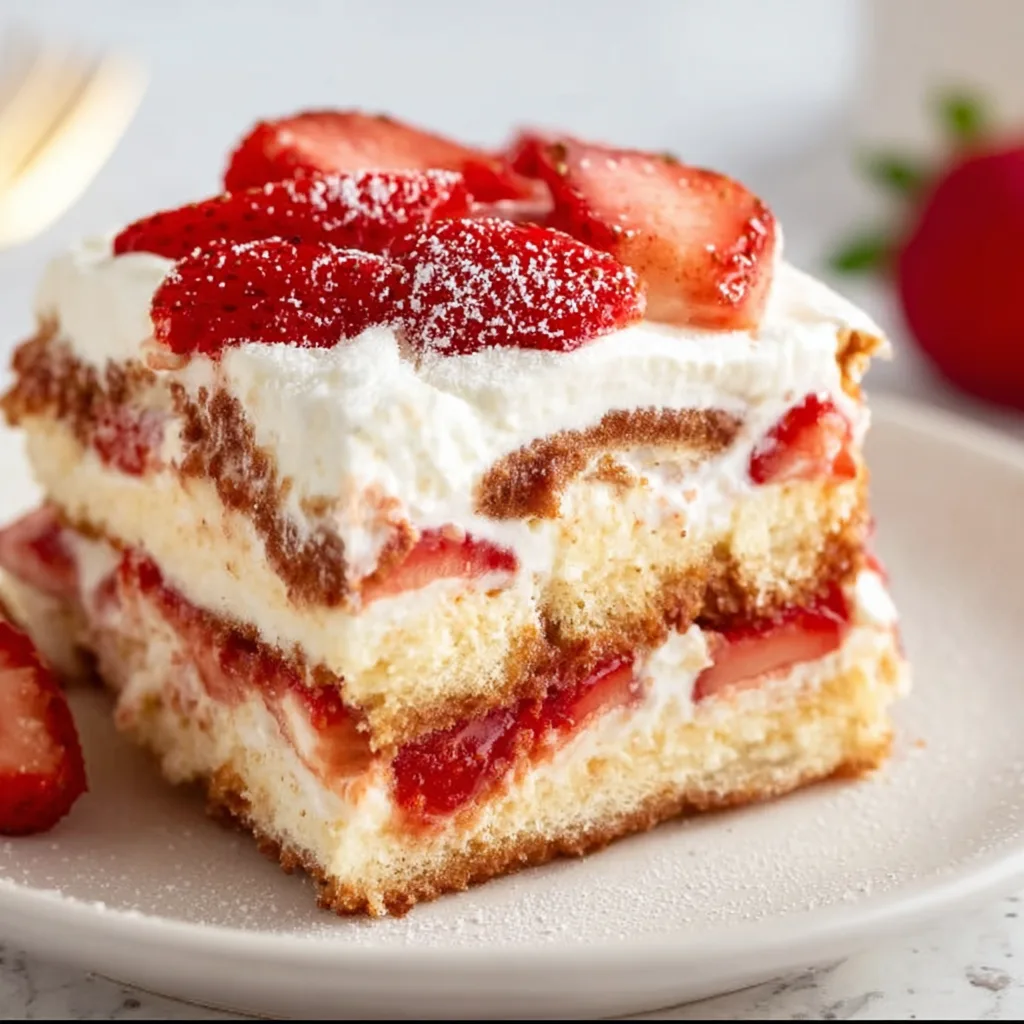 No-Bake Layered Strawberry Tiramisu Recipe | Easy & Delicious Dessert