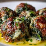 Spinach Garlic Meatballs Stuffed with Mozzarella | Easy & Delicious Recipe