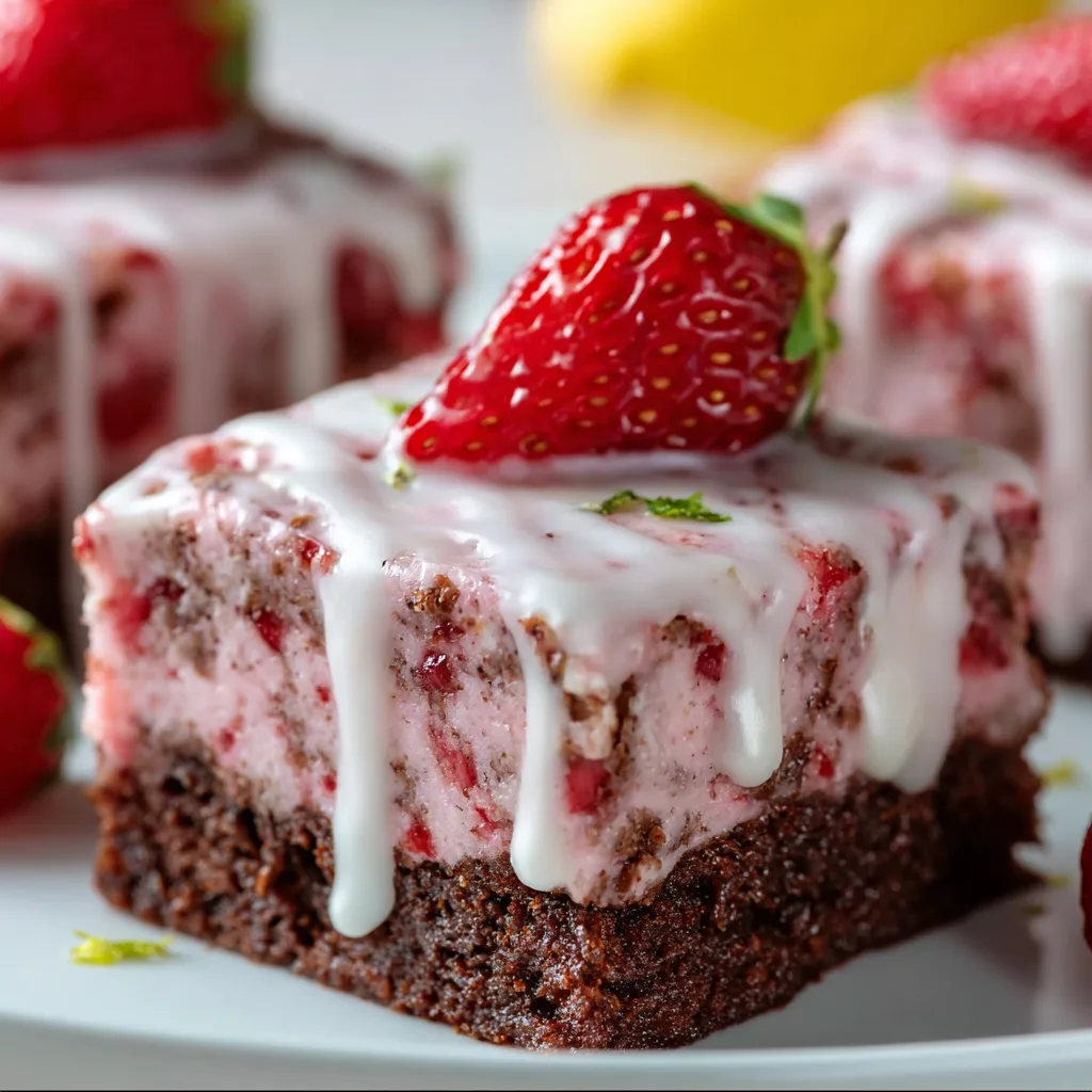 Delicious Strawberry Brownies with Zesty Lemon Glaze Recipe