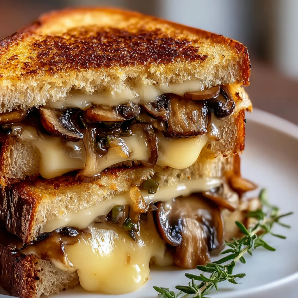 Gourmet Grilled Cheese with Gouda, Roasted Mushrooms & Caramelized Onions | Delicious Comfort Food