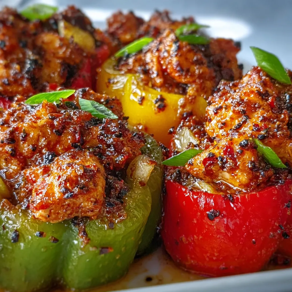 Delicious Black Pepper Chicken Stuffed Peppers Recipe | Easy & Flavorful Meal