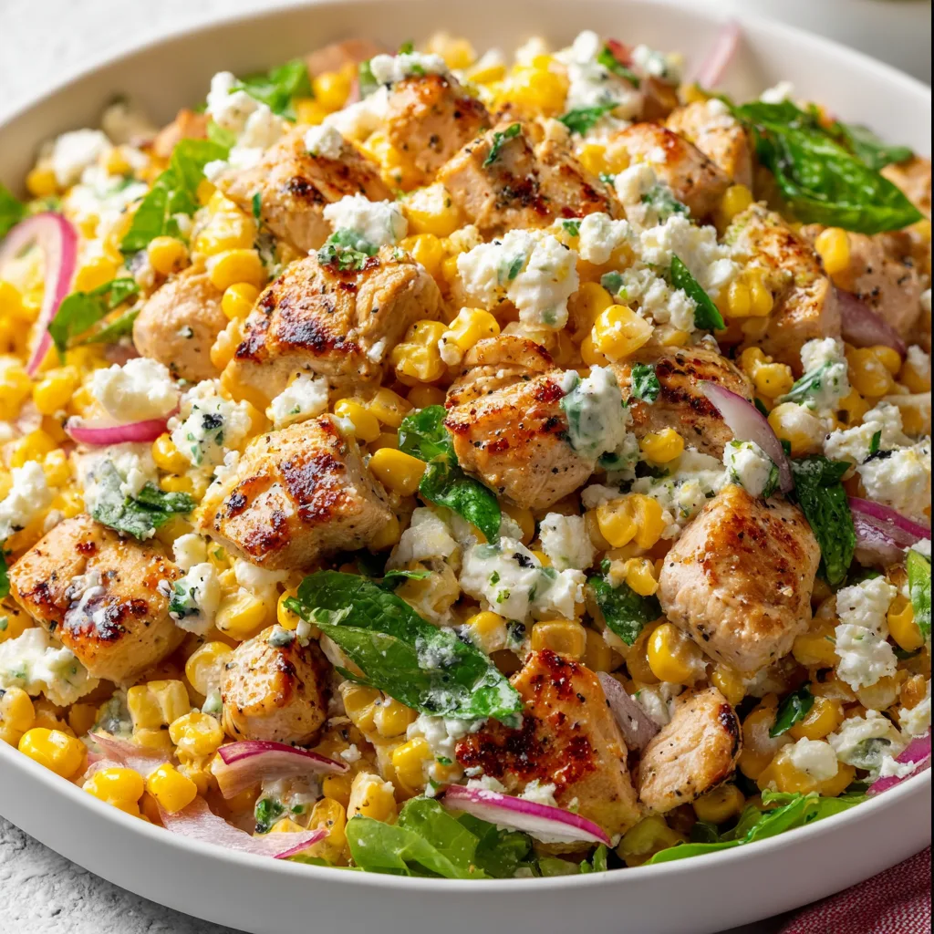 High Protein Chicken Street Corn Salad – Fresh, Creamy & Low Calorie Recipe