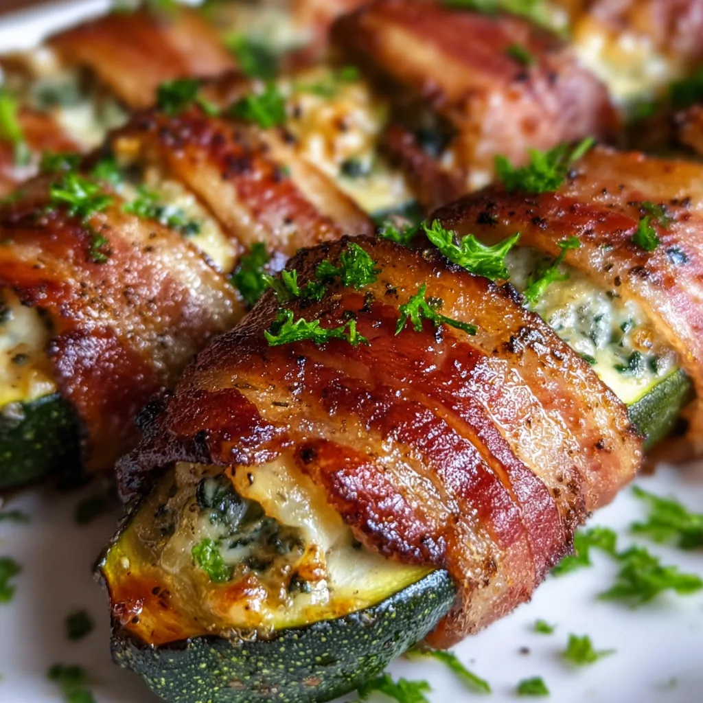 Keto Bacon-Wrapped Zucchini Boats | Low-Carb & Delicious Snack Recipe