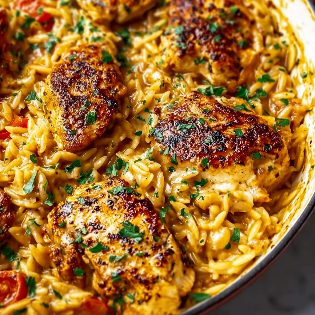 One Pot Cajun Chicken Orzo Recipe | Easy Spicy Cajun Chicken Pasta