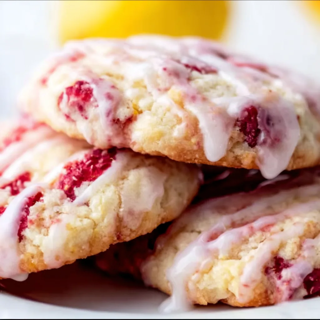 Delicious Raspberry Cookies with Zesty Lemon Glaze Recipe