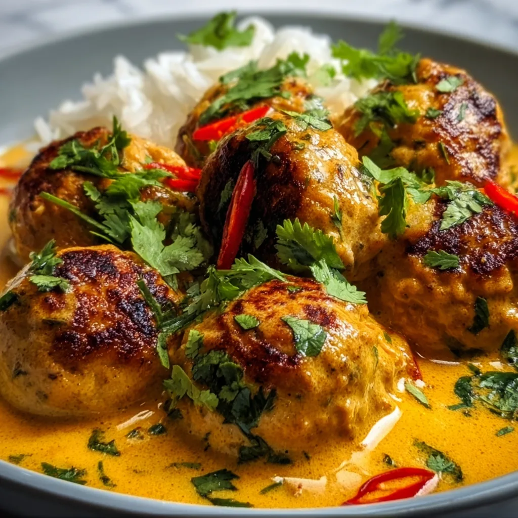 Thai Chicken Meatballs in Coconut Curry | Easy Authentic Recipe