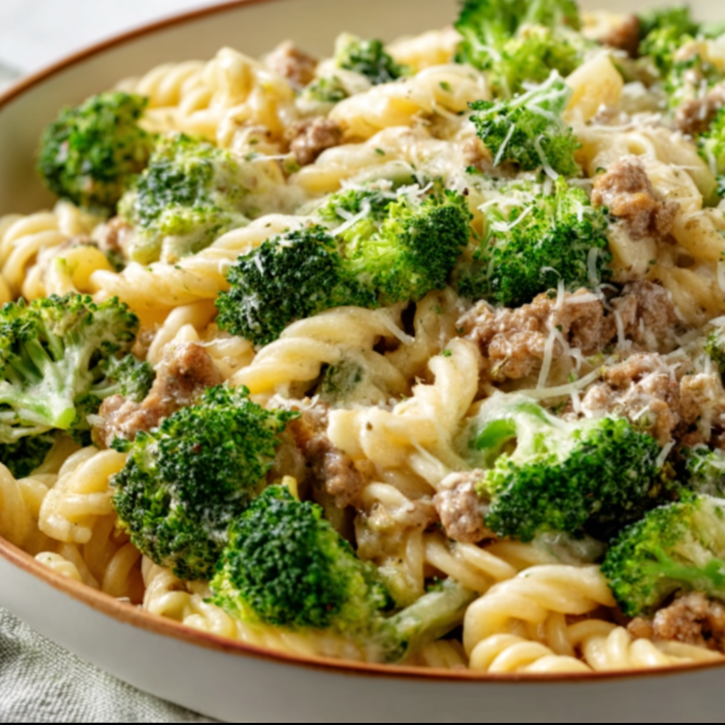 Healthy Broccoli Ground Turkey Alfredo Pasta Recipe | Easy & Delicious Meal