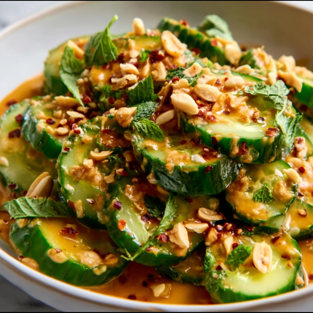 Cucumbers in Spicy Peanut Sauce Recipe | Easy, Refreshing & Flavorful Snack