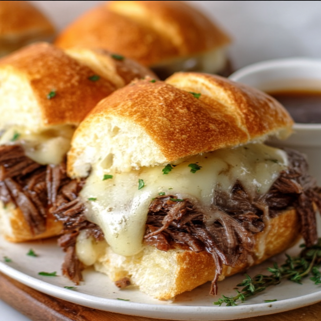 Slow Cooker French Dip Sandwiches with Melted Provolone – Easy & Delicious Recipe